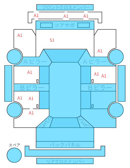 Body condition diagram (damage marks, Japanese labels)
