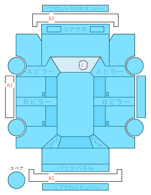 Body condition diagram (damage marks, Japanese labels)