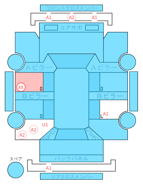 Body condition diagram (damage marks, Japanese labels)