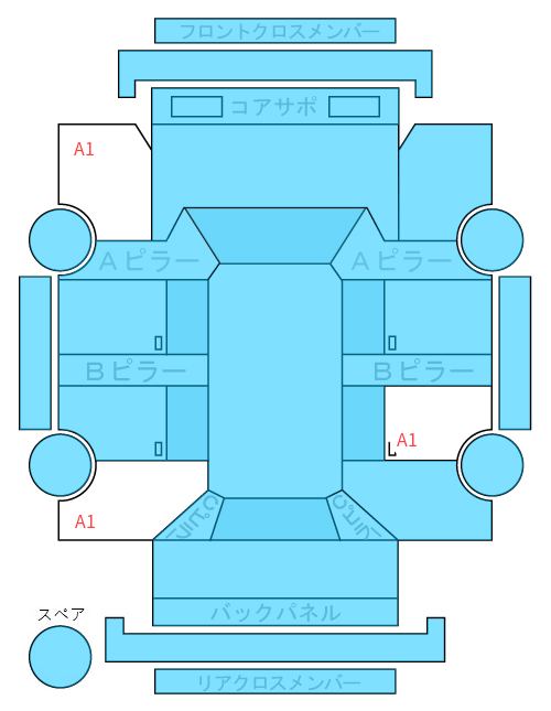 Body condition diagram (damage marks, Japanese labels)