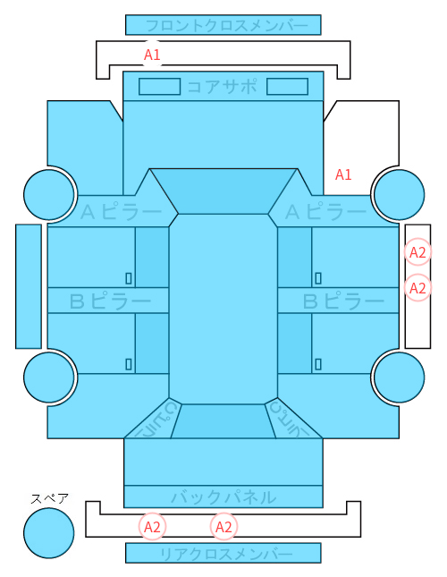 Body condition diagram (damage marks, Japanese labels)