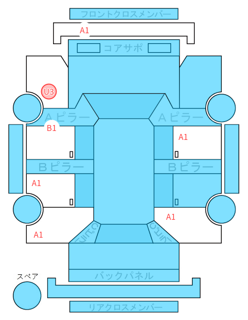 Body condition diagram (damage marks, Japanese labels)