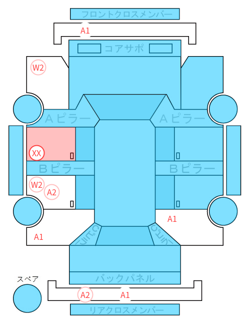 Body condition diagram (damage marks, Japanese labels)