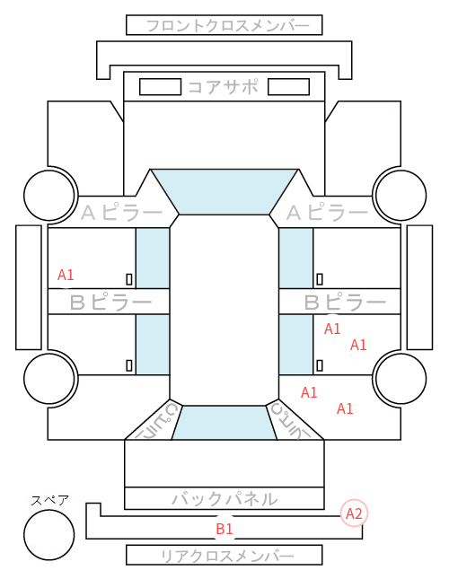 Body condition diagram (damage marks, Japanese labels)
