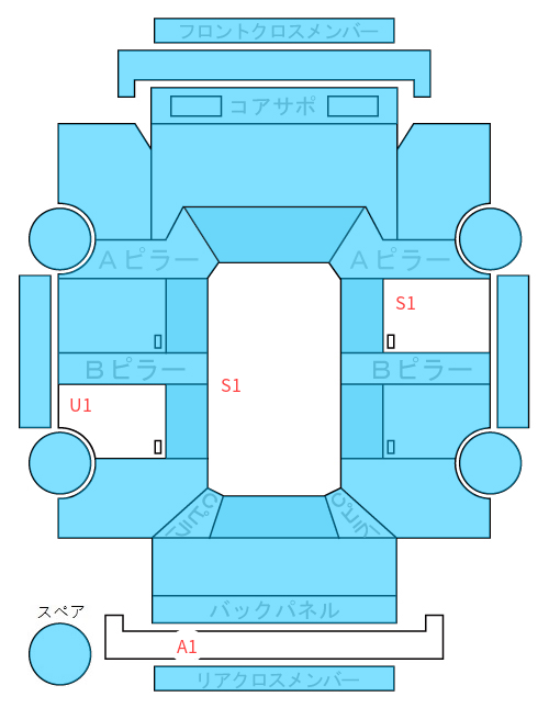 Body condition diagram (damage marks, Japanese labels)