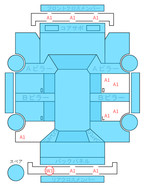 Body condition diagram (damage marks, Japanese labels)