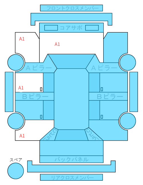 Body condition diagram (damage marks, Japanese labels)
