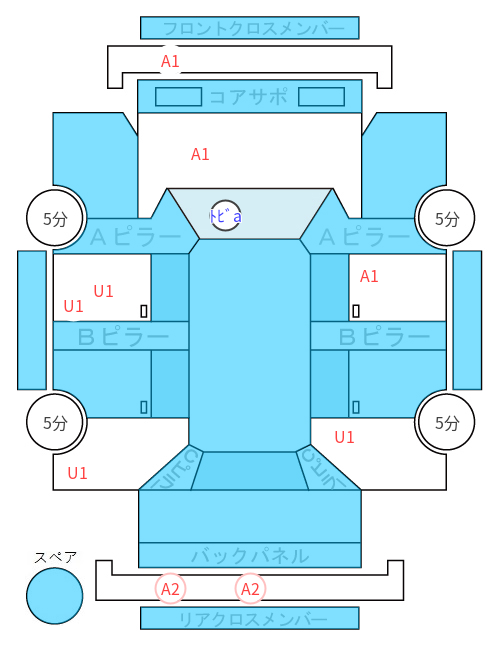 Body condition diagram (damage marks, Japanese labels)
