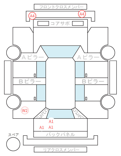 Body condition diagram (damage marks, Japanese labels)