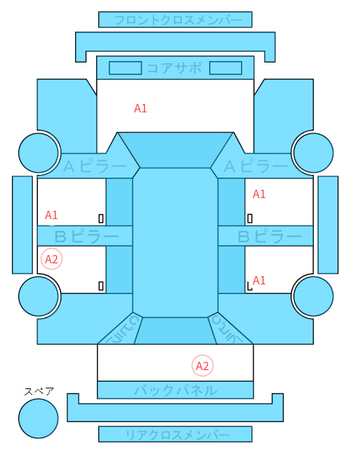 Body condition diagram (damage marks, Japanese labels)