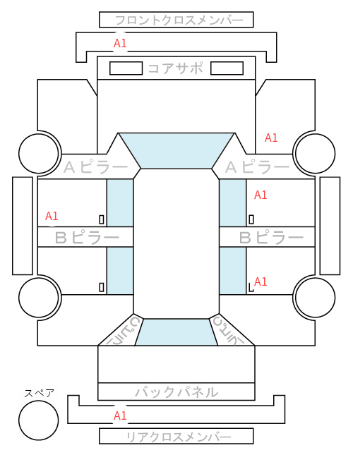 Body condition diagram (damage marks, Japanese labels)