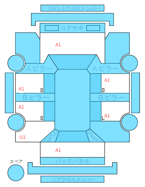 Body condition diagram (damage marks, Japanese labels)