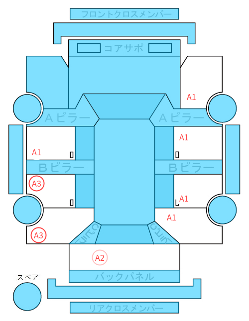 Body condition diagram (damage marks, Japanese labels)