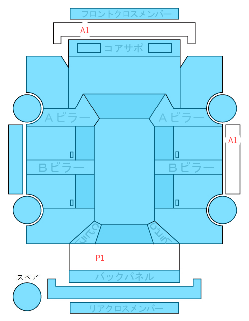 Body condition diagram (damage marks, Japanese labels)