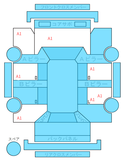 Body condition diagram (damage marks, Japanese labels)
