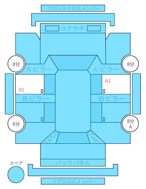 Body condition diagram (damage marks, Japanese labels)