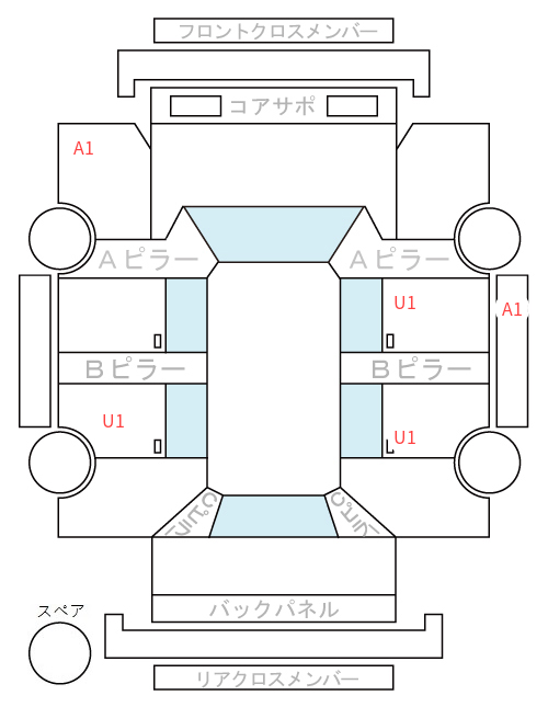Body condition diagram (damage marks, Japanese labels)