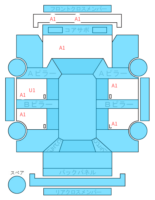 Body condition diagram (damage marks, Japanese labels)