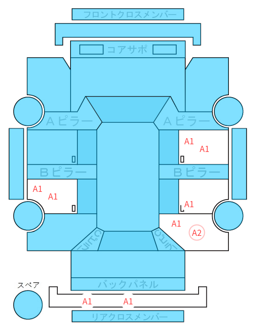 Body condition diagram (damage marks, Japanese labels)