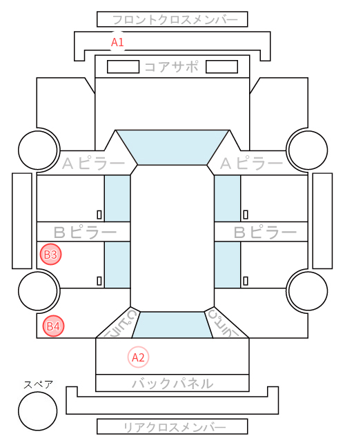 Body condition diagram (damage marks, Japanese labels)