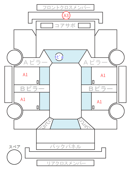 Body condition diagram (damage marks, Japanese labels)