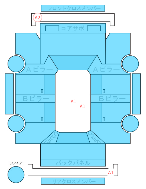Body condition diagram (damage marks, Japanese labels)