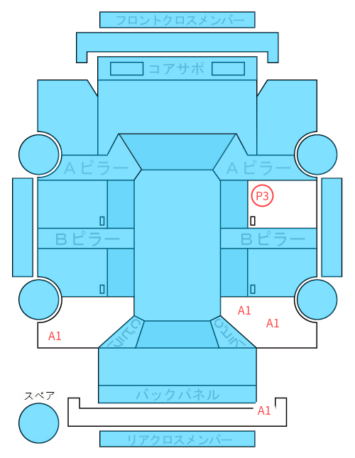Body condition diagram (damage marks, Japanese labels)