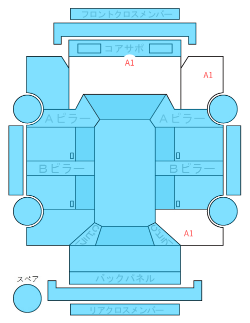 Body condition diagram (damage marks, Japanese labels)
