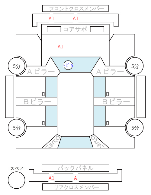 Body condition diagram (damage marks, Japanese labels)
