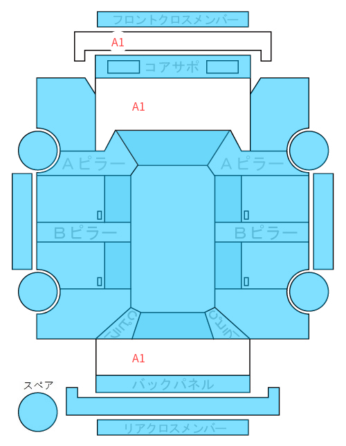 Body condition diagram (damage marks, Japanese labels)