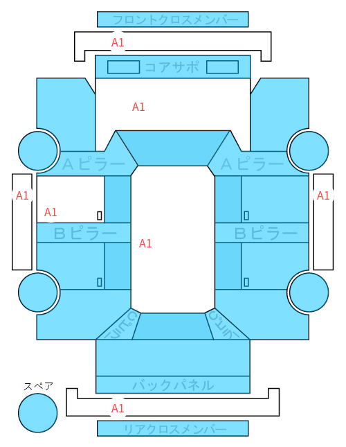 Body condition diagram (damage marks, Japanese labels)
