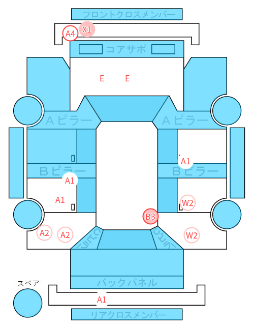 Body condition diagram (damage marks, Japanese labels)