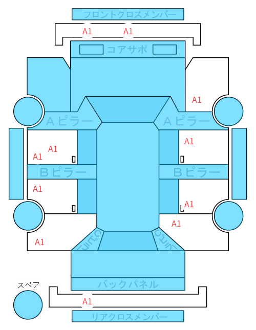 Body condition diagram (damage marks, Japanese labels)