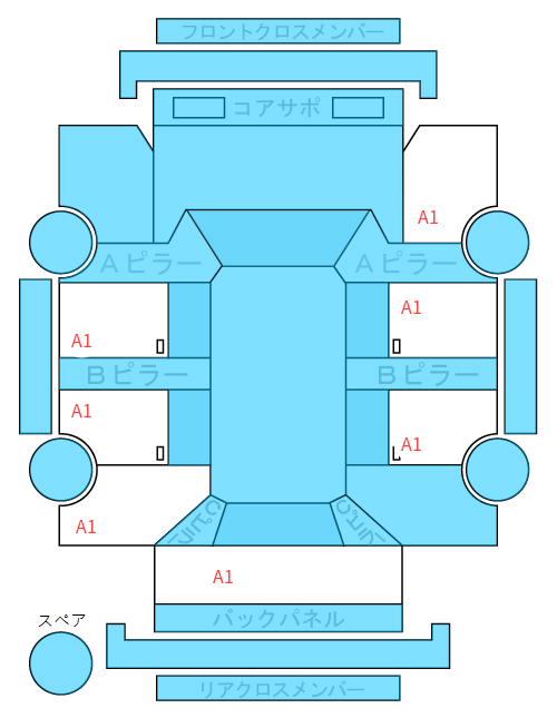 Body condition diagram (damage marks, Japanese labels)