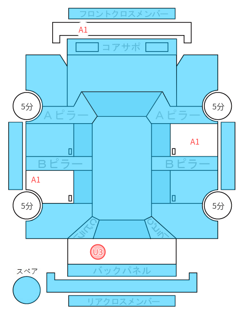 Body condition diagram (damage marks, Japanese labels)