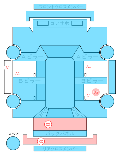 Body condition diagram (damage marks, Japanese labels)