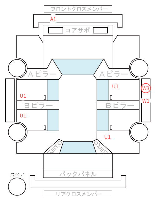 Body condition diagram (damage marks, Japanese labels)