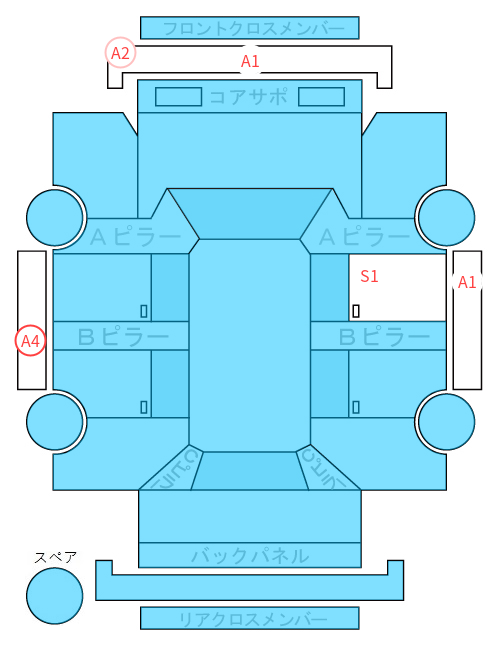 Body condition diagram (damage marks, Japanese labels)