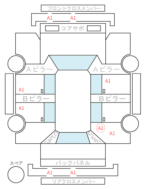 Body condition diagram (damage marks, Japanese labels)