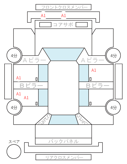 Body condition diagram (damage marks, Japanese labels)