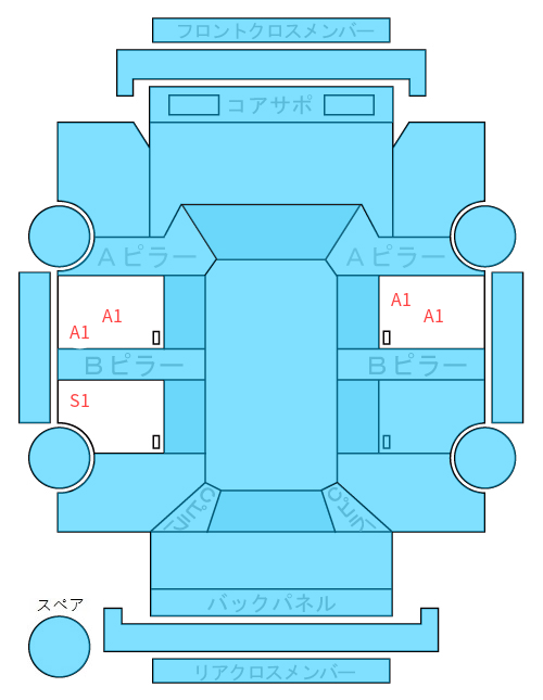 Body condition diagram (damage marks, Japanese labels)