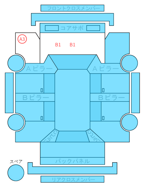 Body condition diagram (damage marks, Japanese labels)