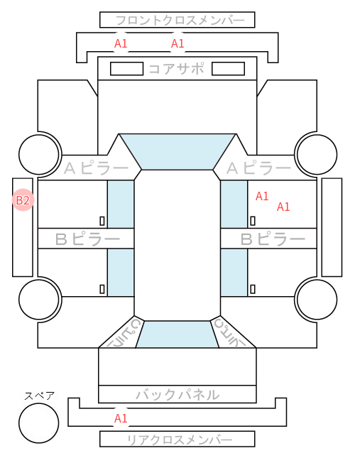 Body condition diagram (damage marks, Japanese labels)