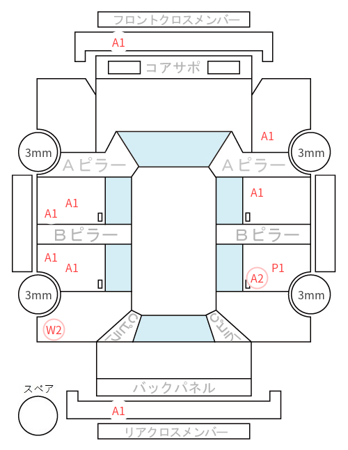 Body condition diagram (damage marks, Japanese labels)