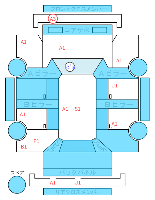 Body condition diagram (damage marks, Japanese labels)