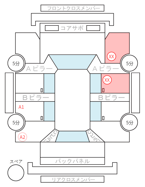 Body condition diagram (damage marks, Japanese labels)
