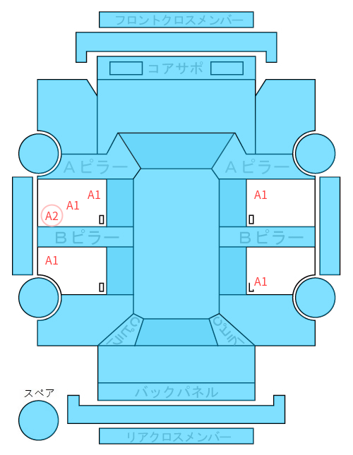 Body condition diagram (damage marks, Japanese labels)