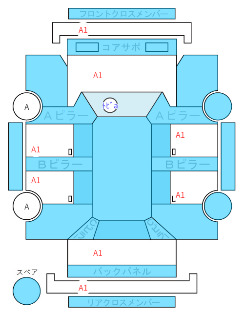 Body condition diagram (damage marks, Japanese labels)