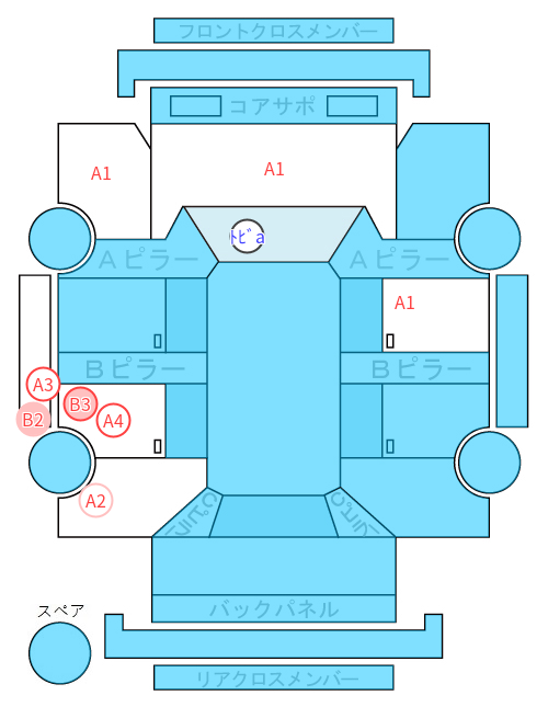 Body condition diagram (damage marks, Japanese labels)