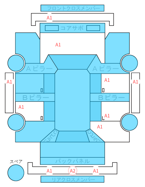 Body condition diagram (damage marks, Japanese labels)